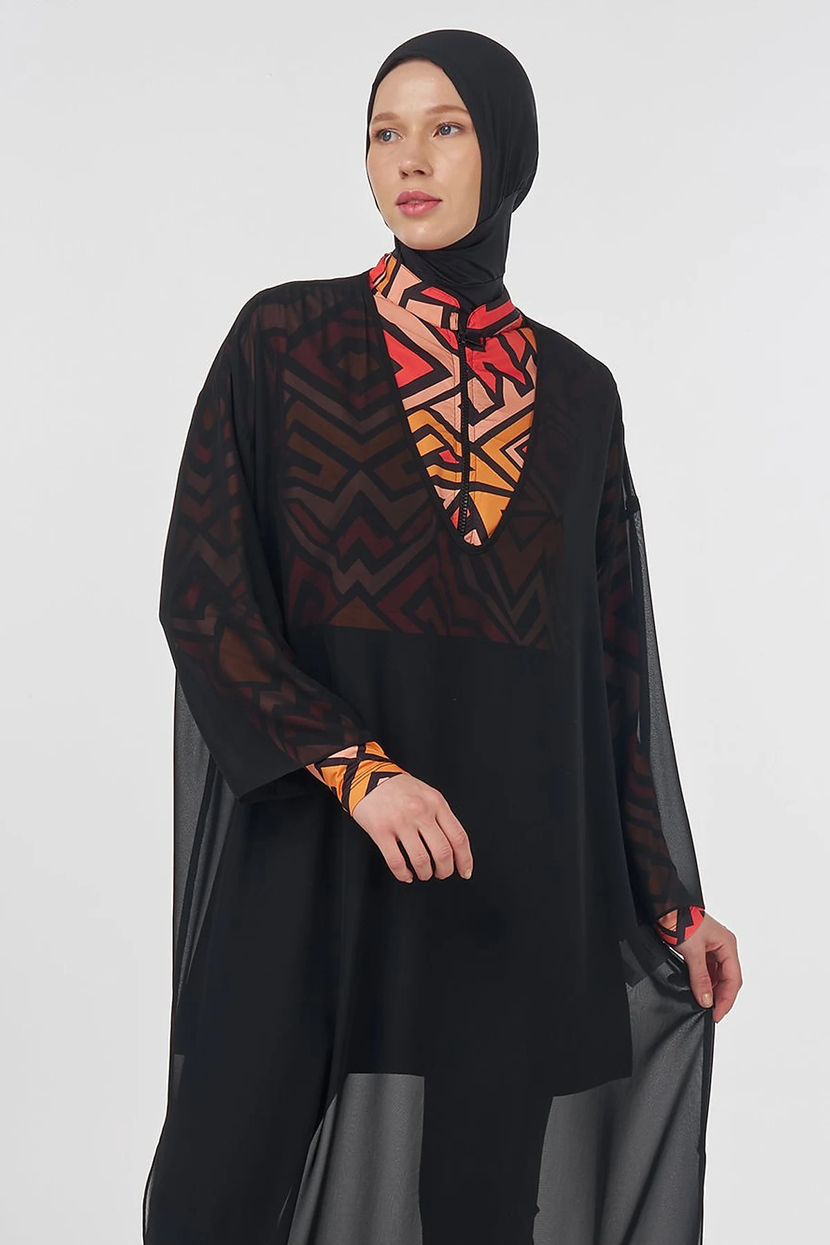 V-Neck Modest Pareo – Black