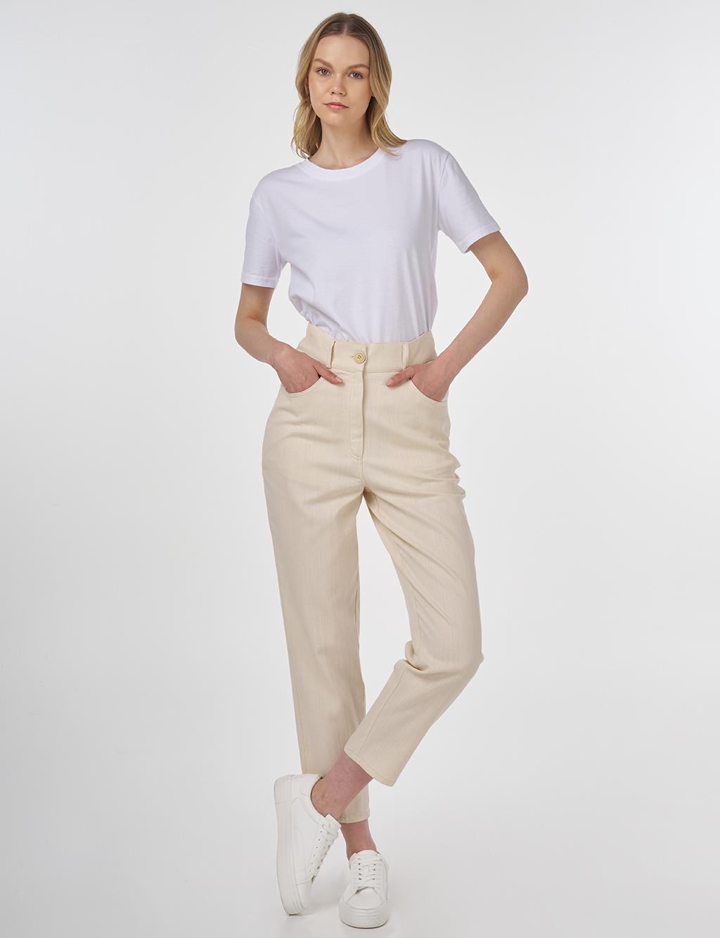 Tapered Canvas Pants Cream 