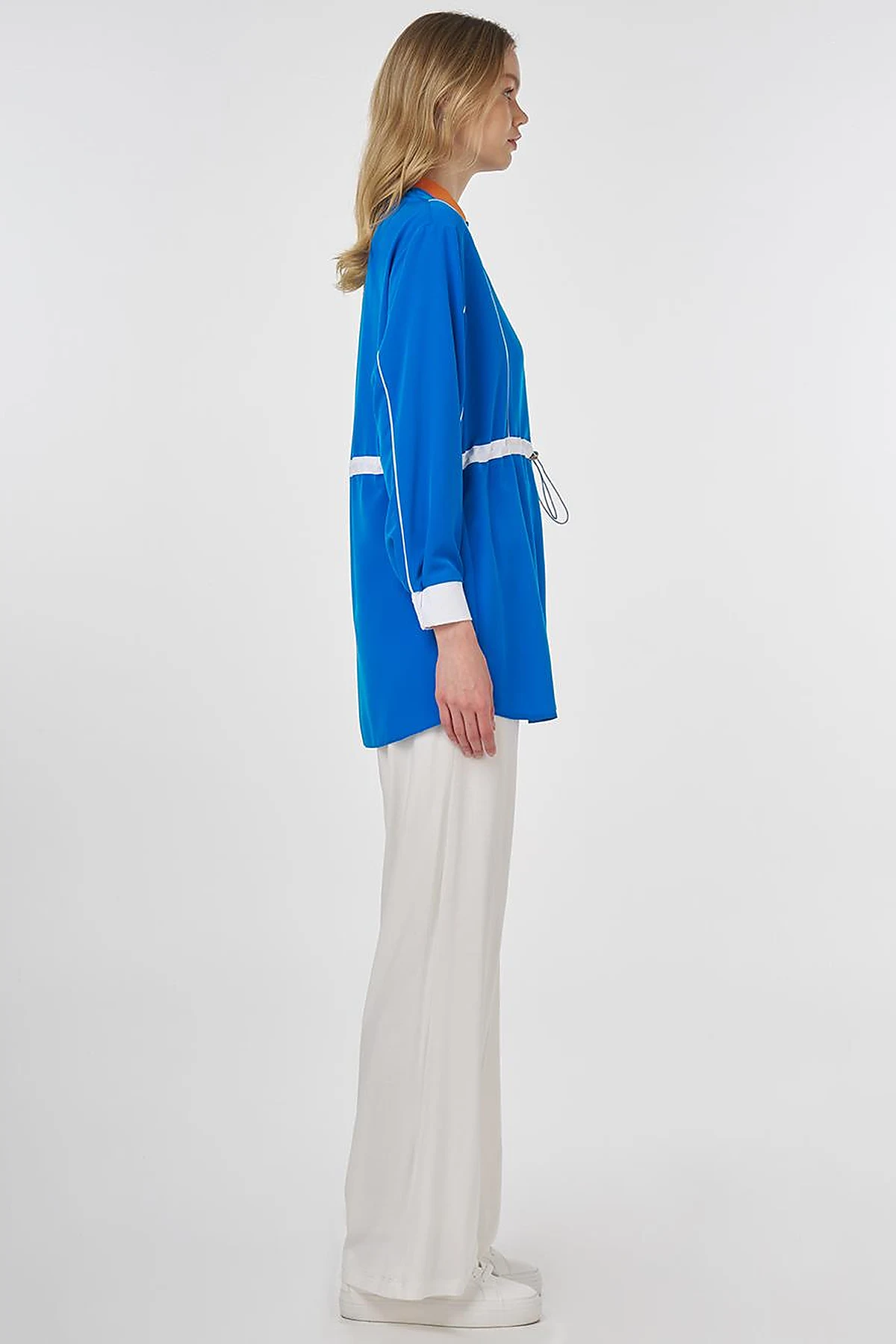 Adjustable Waist Slogan Tunic Cobalt Blue