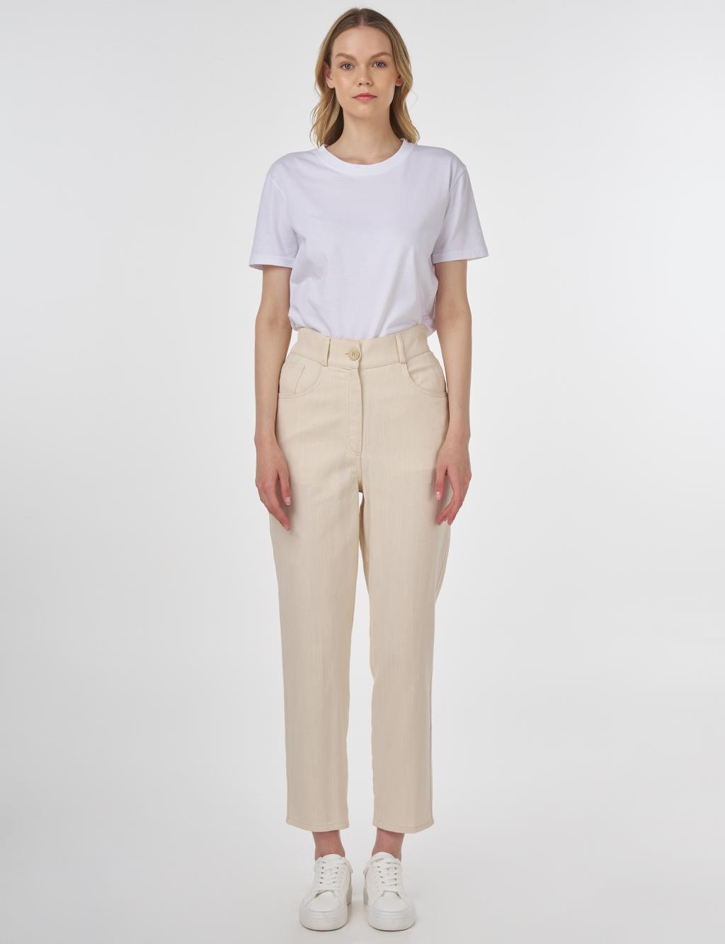 Tapered Canvas Pants Cream 
