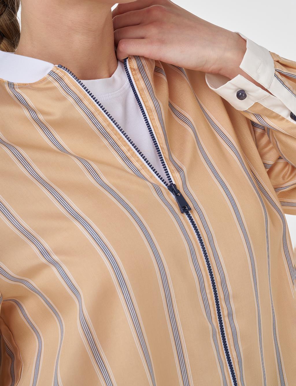 College Collar Lyocell Tunic Beige