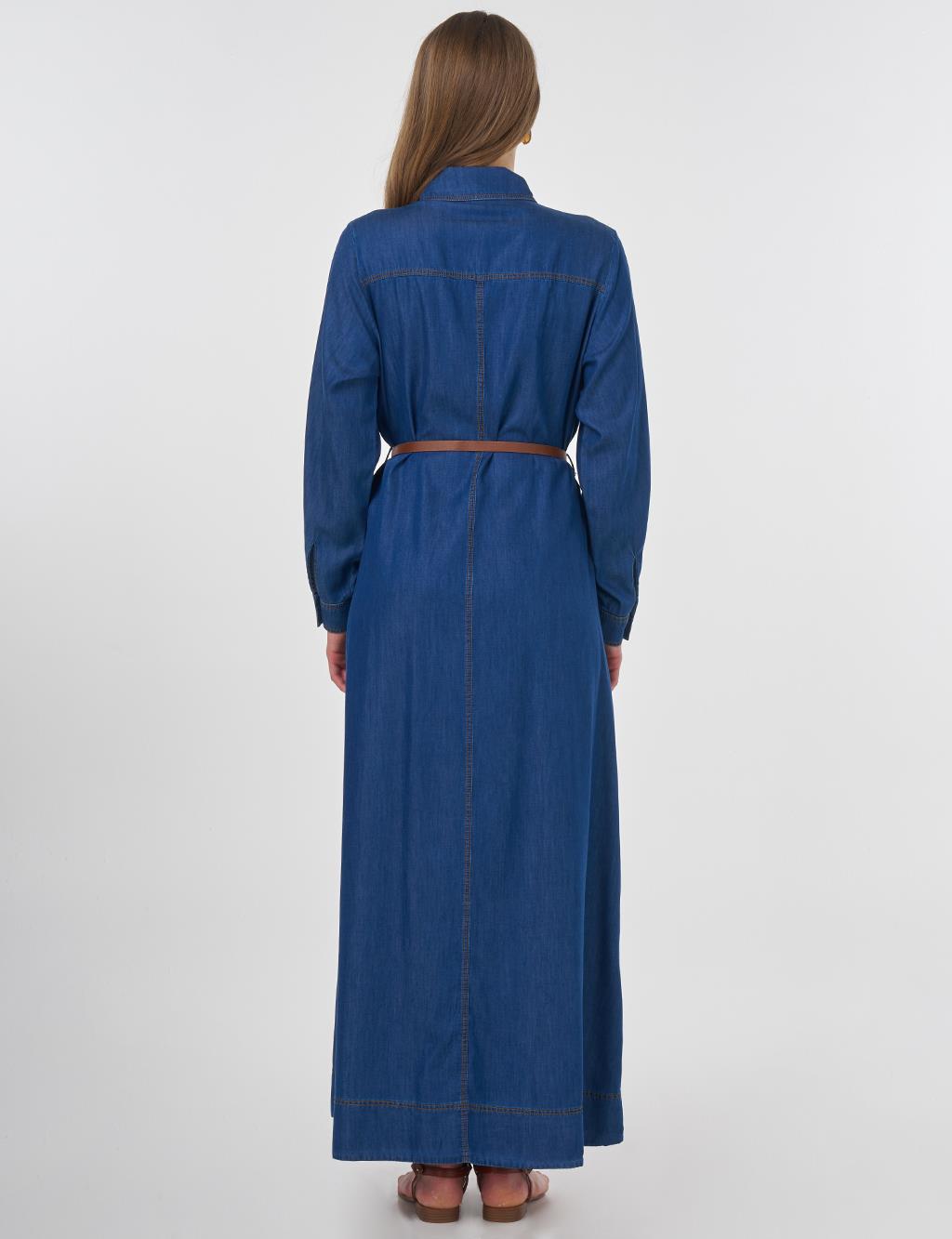 Belted Lyocell Dress Navy 