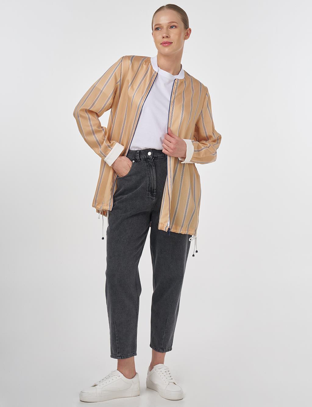 College Collar Lyocell Tunic Beige