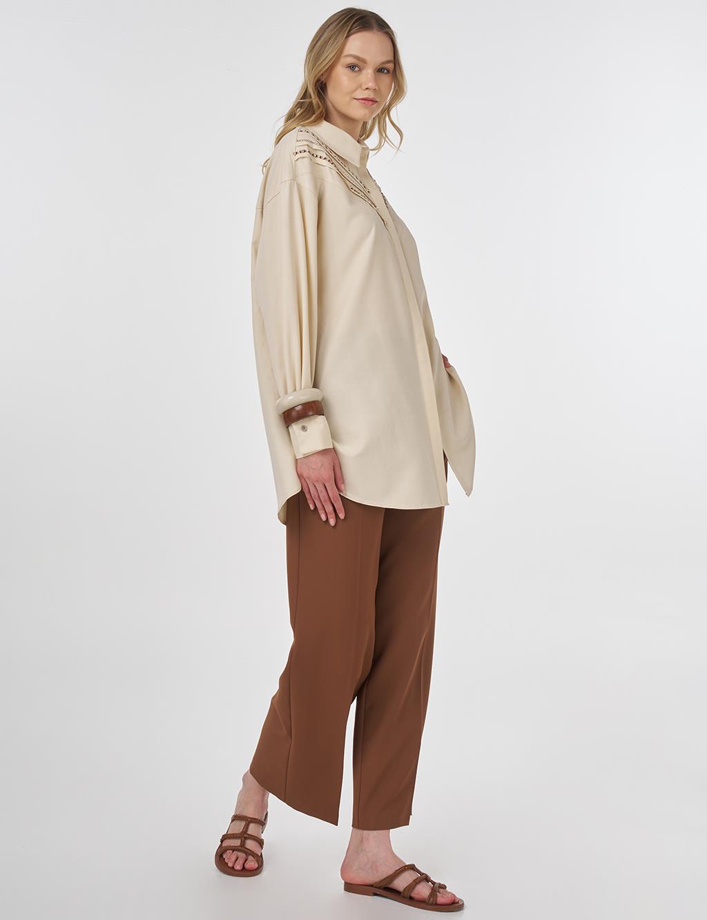 Pintuck-Stitched Modal Tunic Cream 