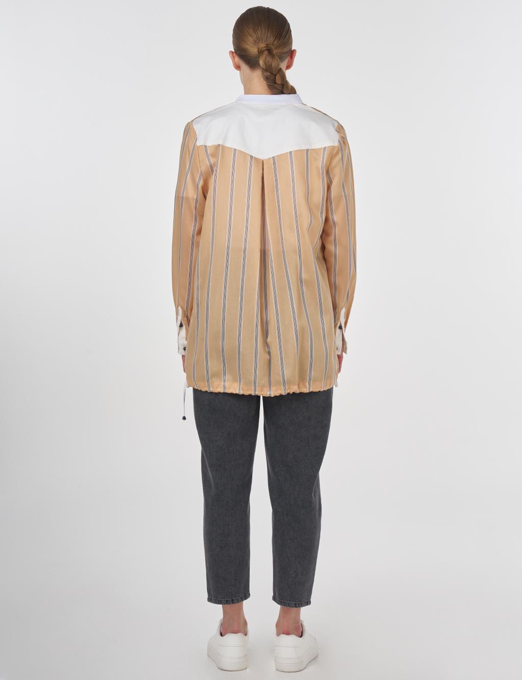 College Collar Lyocell Tunic Beige