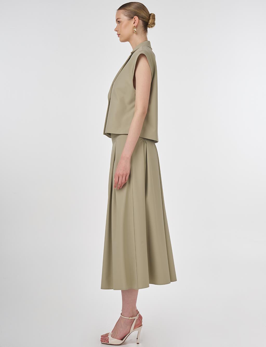 Vest and Skirt Set Moss Green