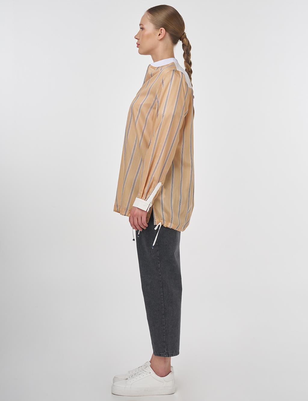 College Collar Lyocell Tunic Beige