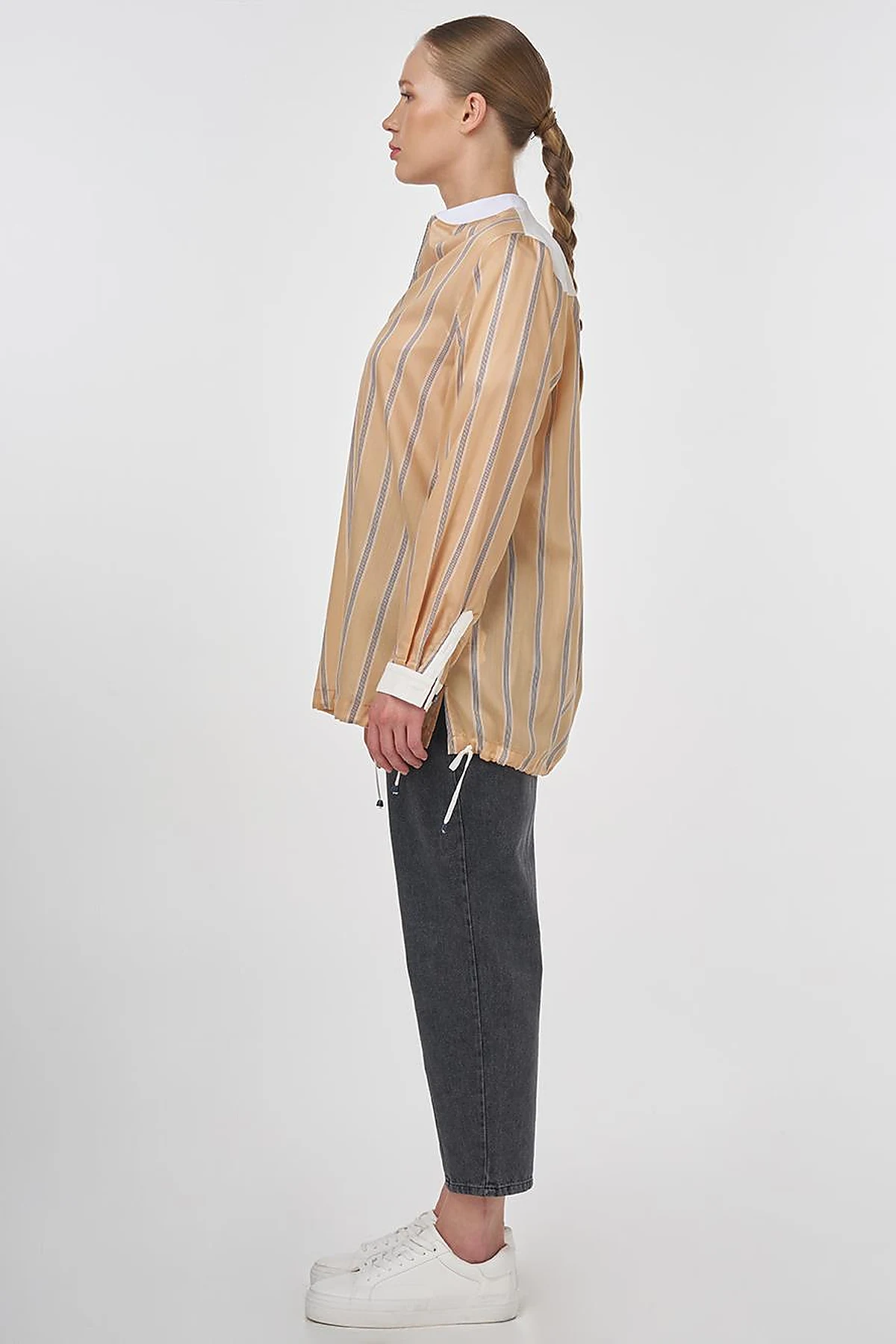 College Collar Lyocell Tunic Beige