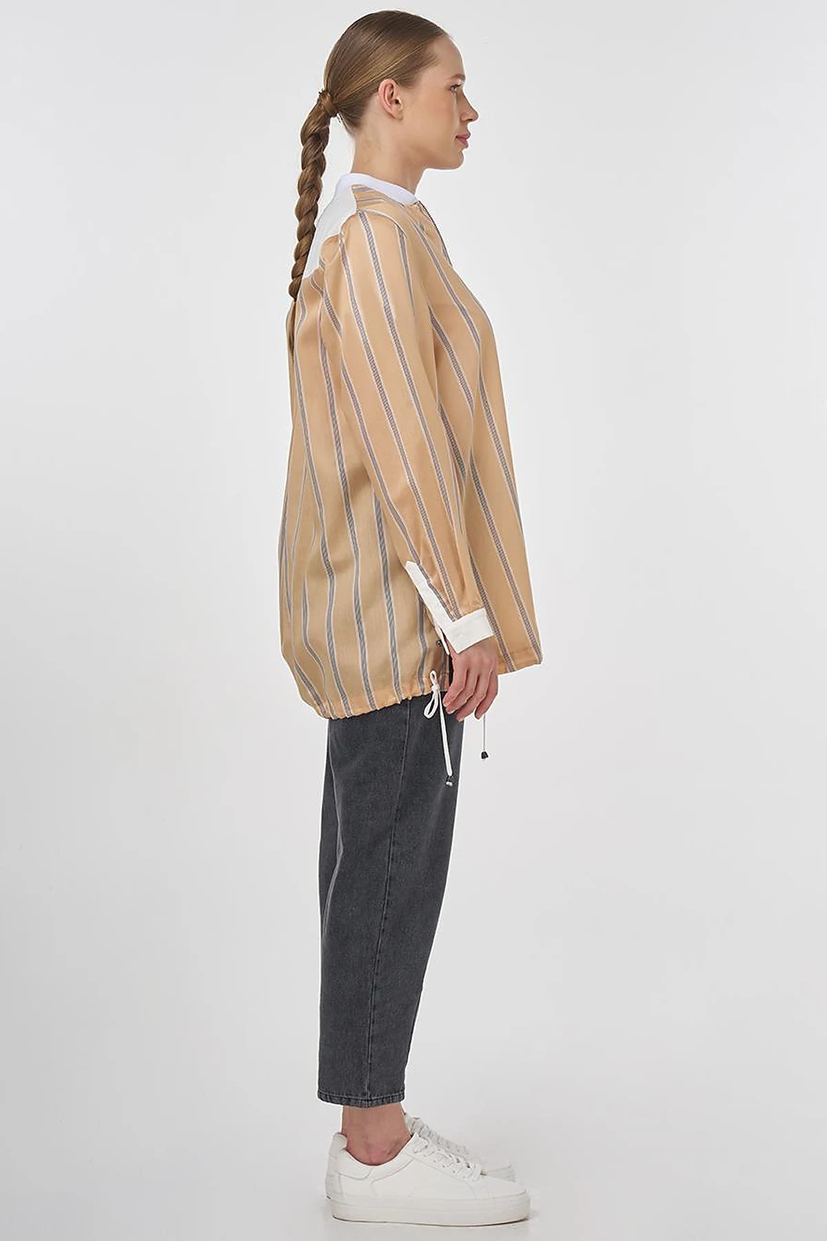 College Collar Lyocell Tunic Beige