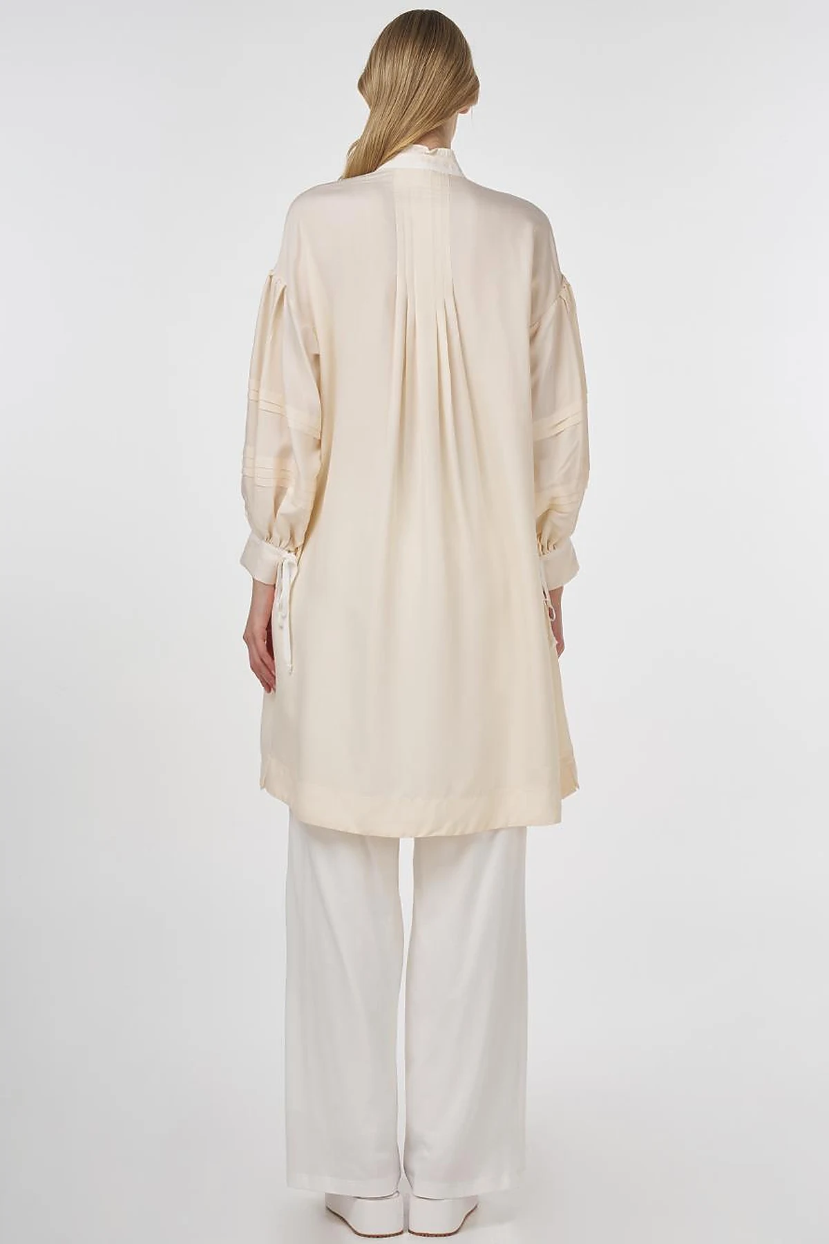 Pintuck Seam Viscose Tunic Ecru 