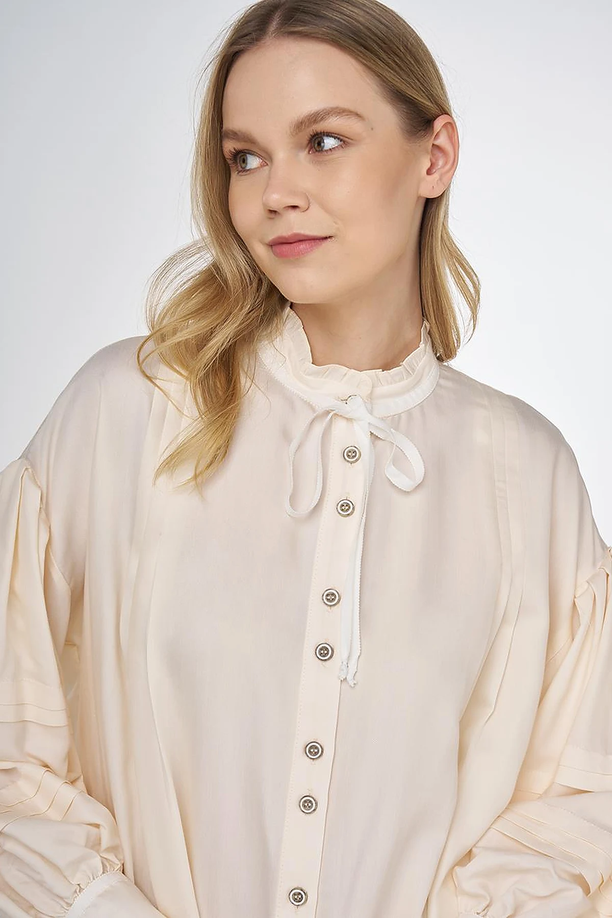 Pintuck Seam Viscose Tunic Ecru 