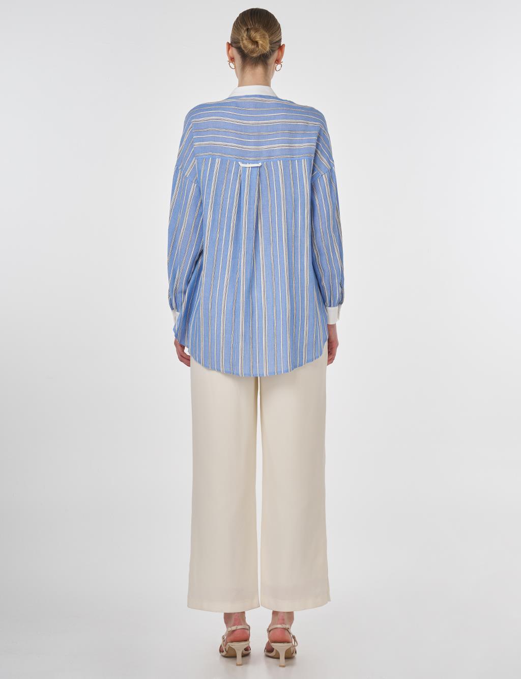 Mandarin Collar Embroidered Tunic Dusty Grey