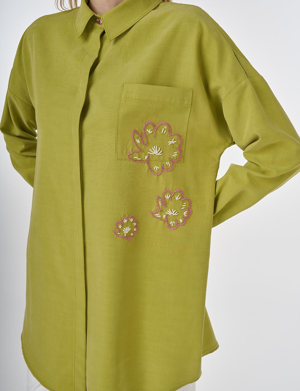 Embroidered Modal Tunic Pistachio Green