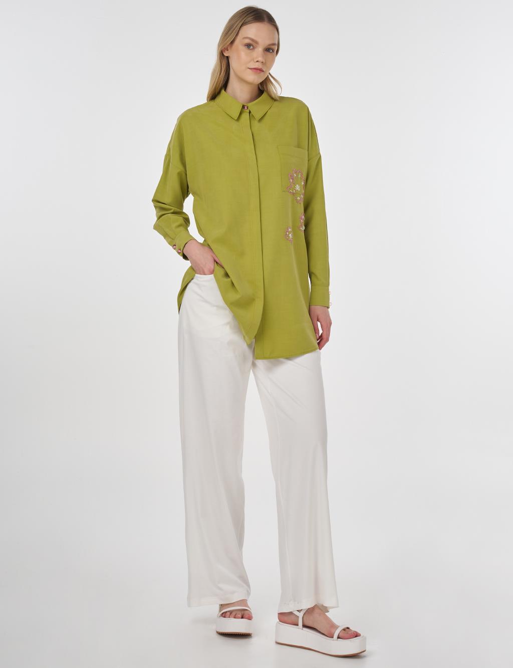 Embroidered Modal Tunic Pistachio Green