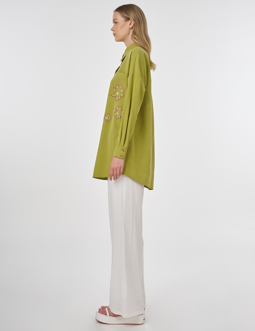 Embroidered Modal Tunic Pistachio Green