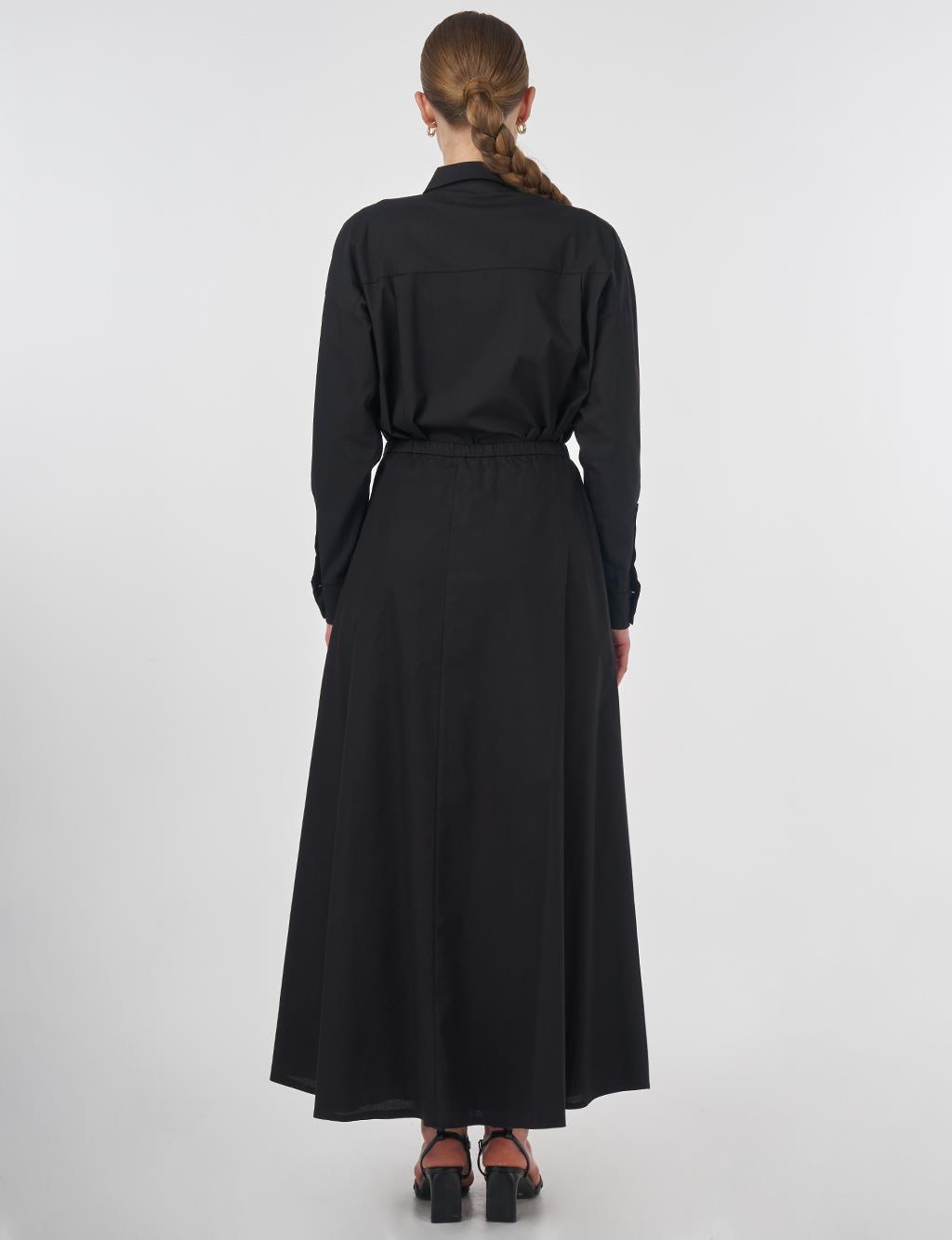 Embroidered Flared Skirt Black