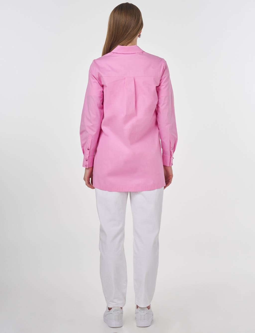 Sequin Embroidered Cotton Tunic Candy Pink