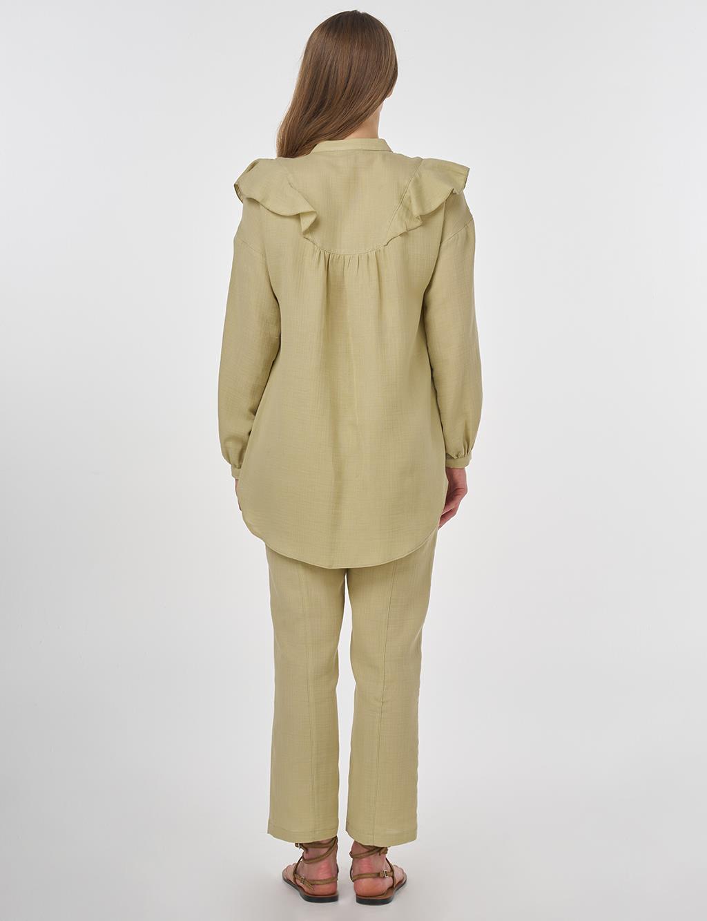 Ruffled Two-Piece Muslin Set Moss Green