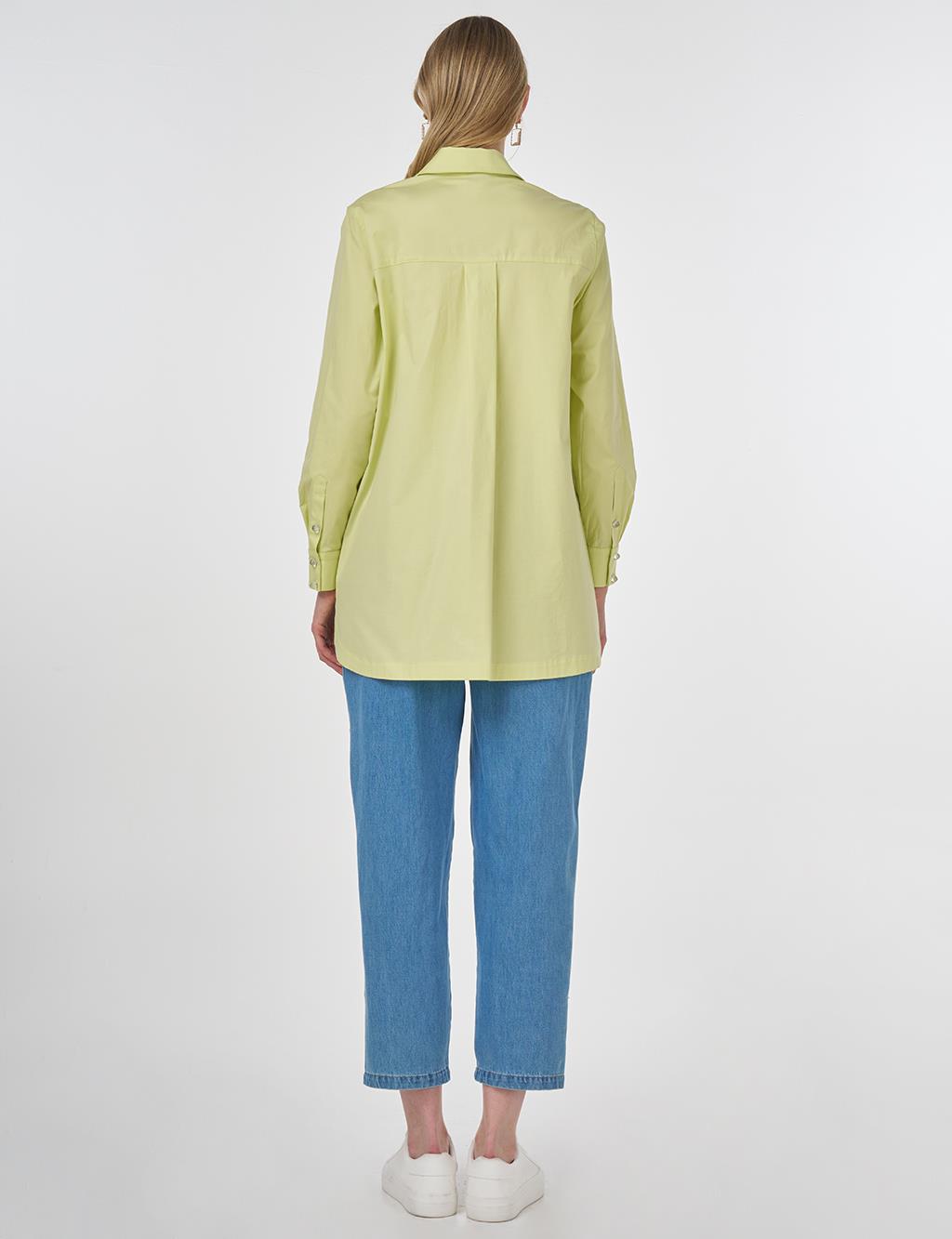 Sequin Embroidered Cotton Tunic Lime