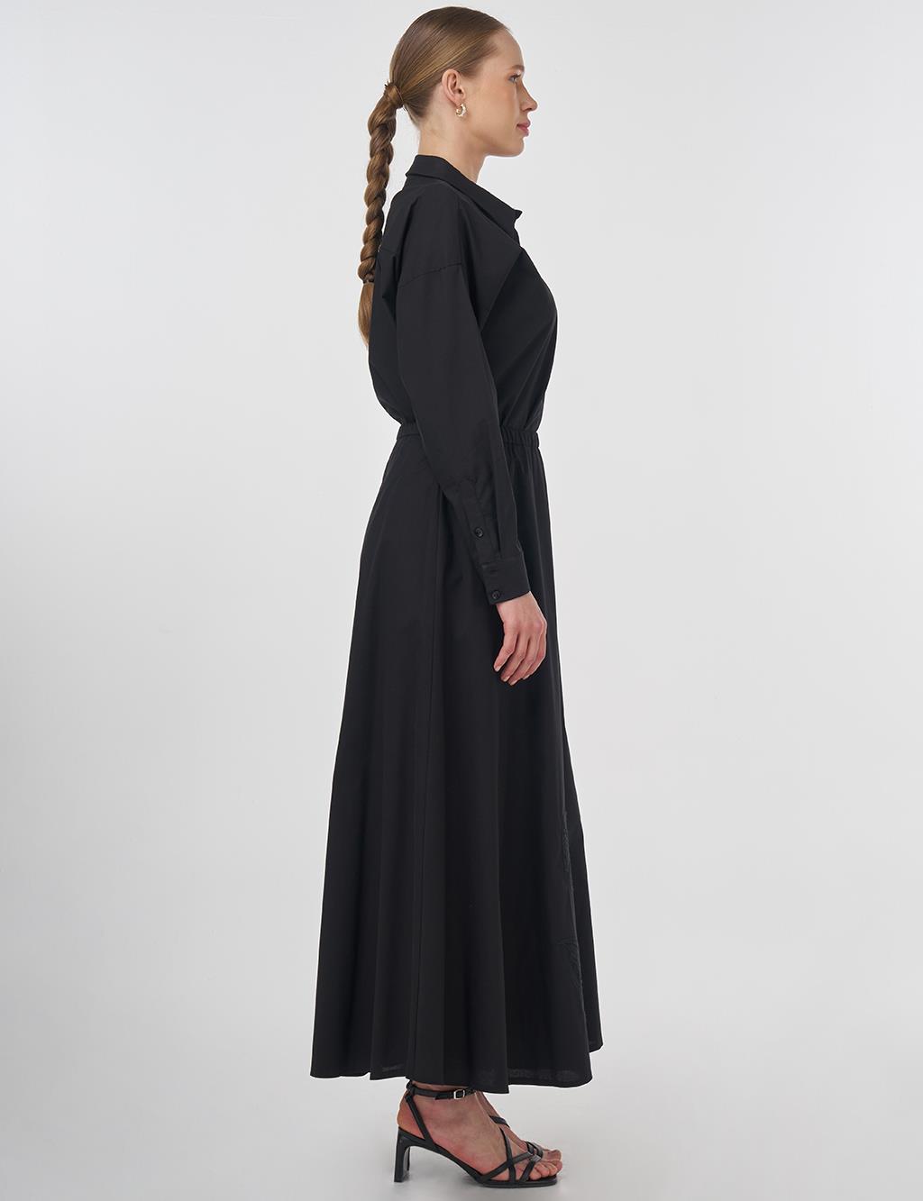 Embroidered Flared Skirt Black