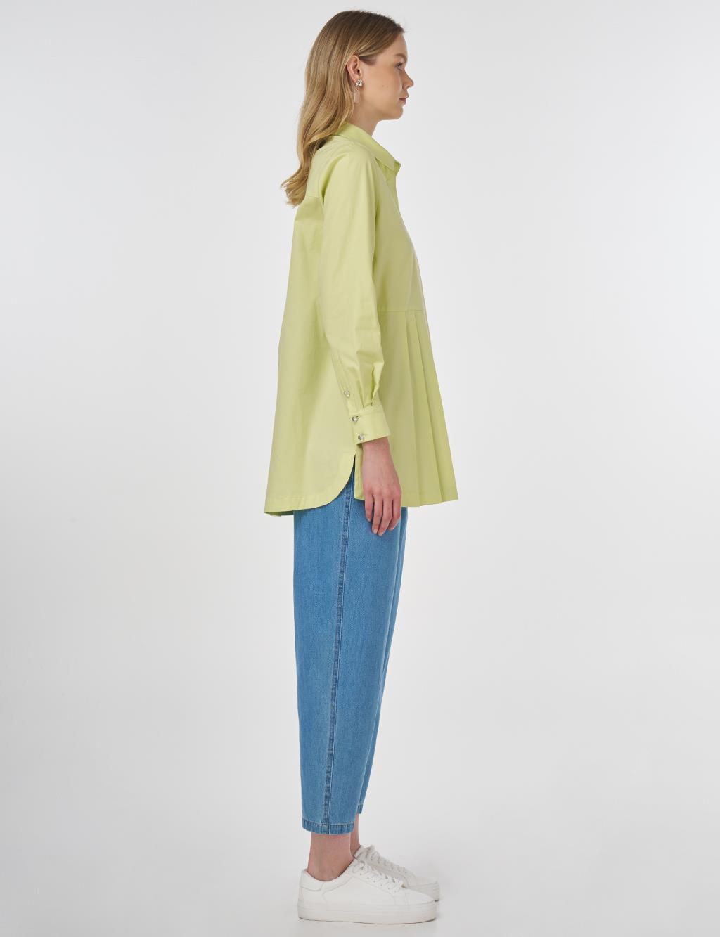 Sequin Embroidered Cotton Tunic Lime