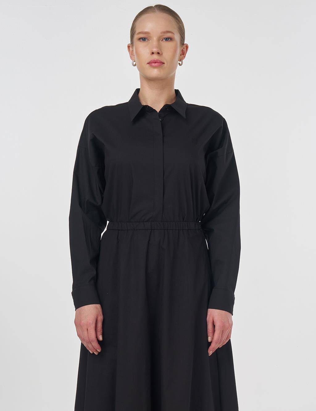 Embroidered Flared Skirt Black