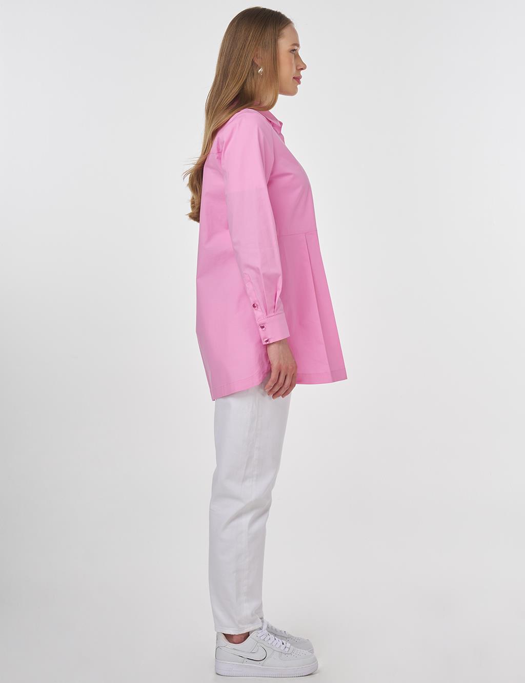 Sequin Embroidered Cotton Tunic Candy Pink