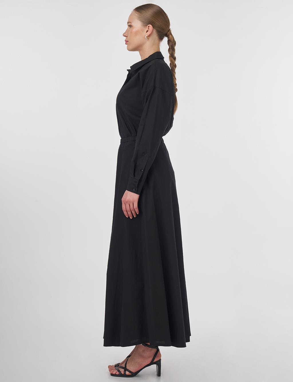 Embroidered Flared Skirt Black