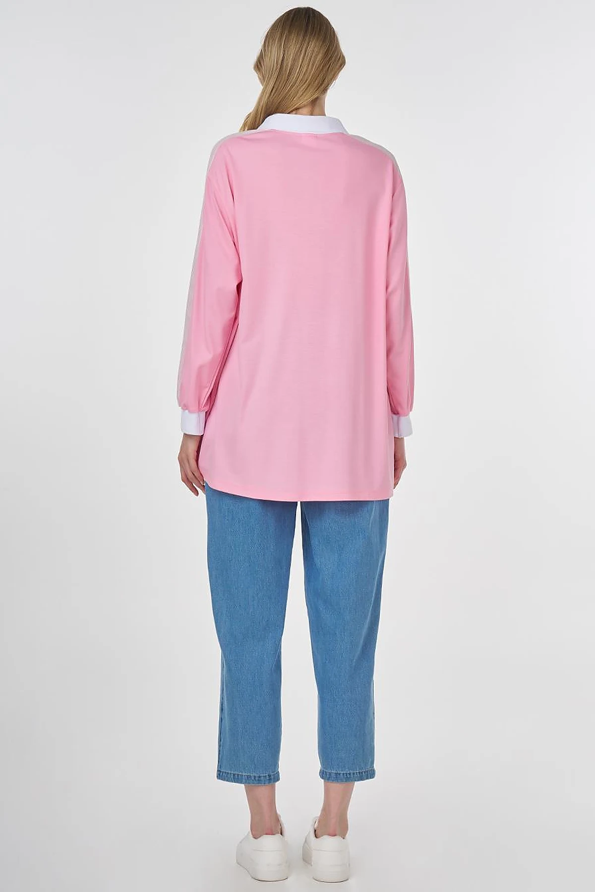 Brooch-Embellished Fabric-Trim Sweatshirt Candy Pink