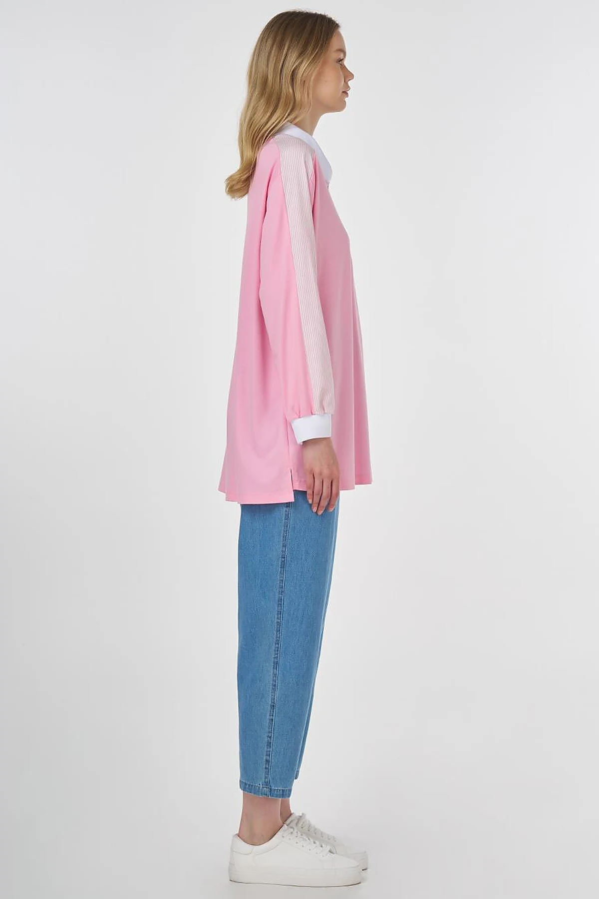 Brooch-Embellished Fabric-Trim Sweatshirt Candy Pink