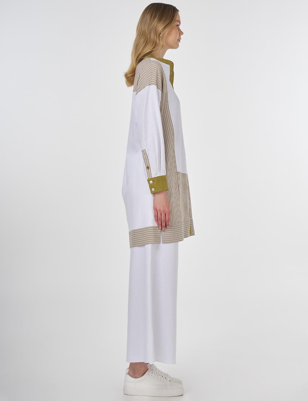 Mandarin Collar Viscose Tunic Khaki 