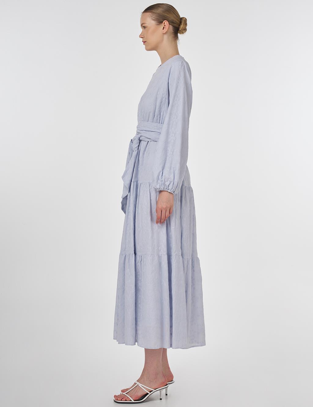 Floral Patterned Cotton Dress Blue 