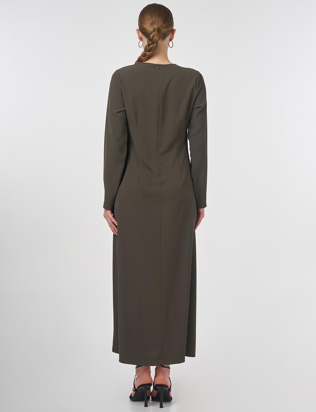 Taş İşlemeli Abaya Takım Haki 