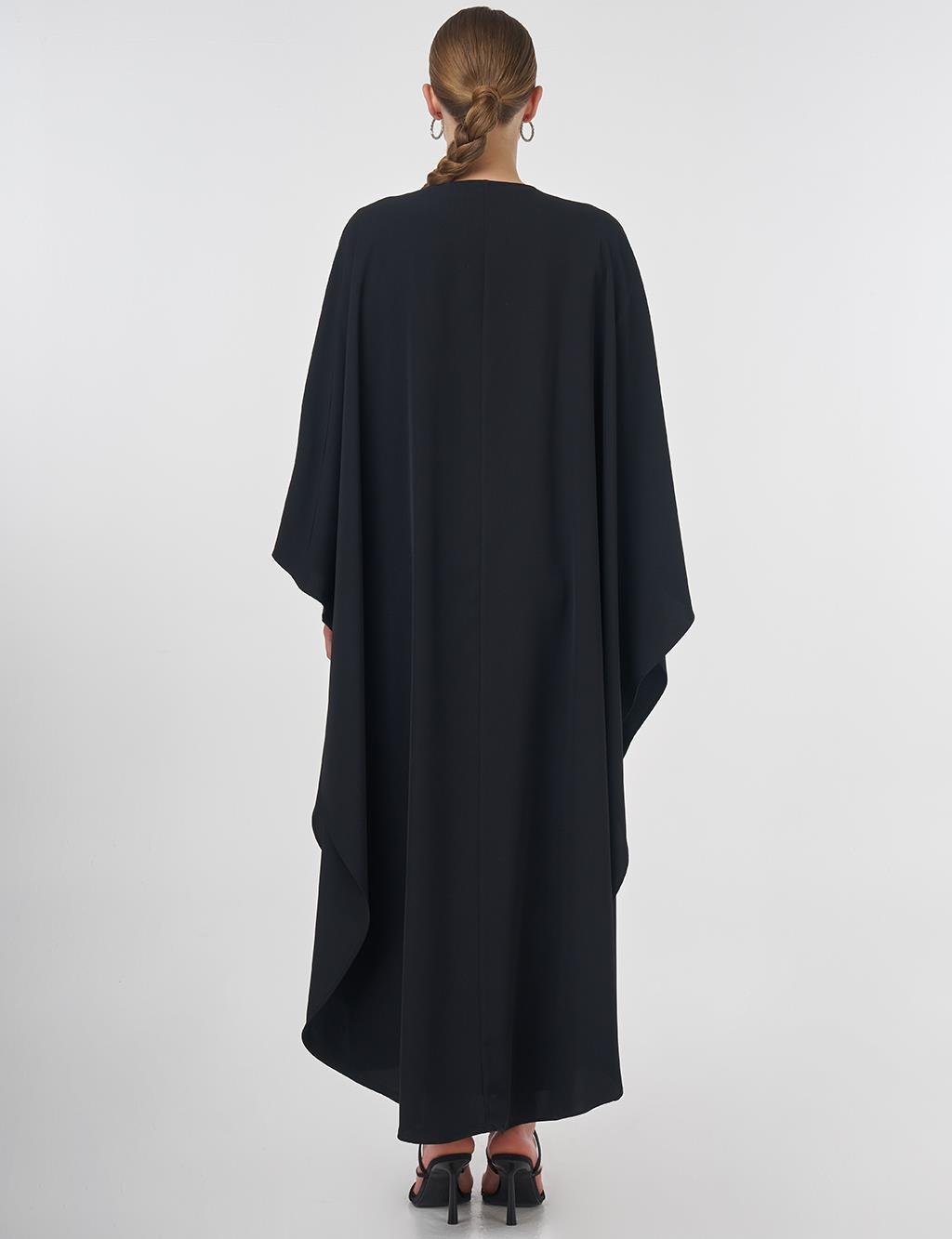 Stone-Embellished Abaya Set Black