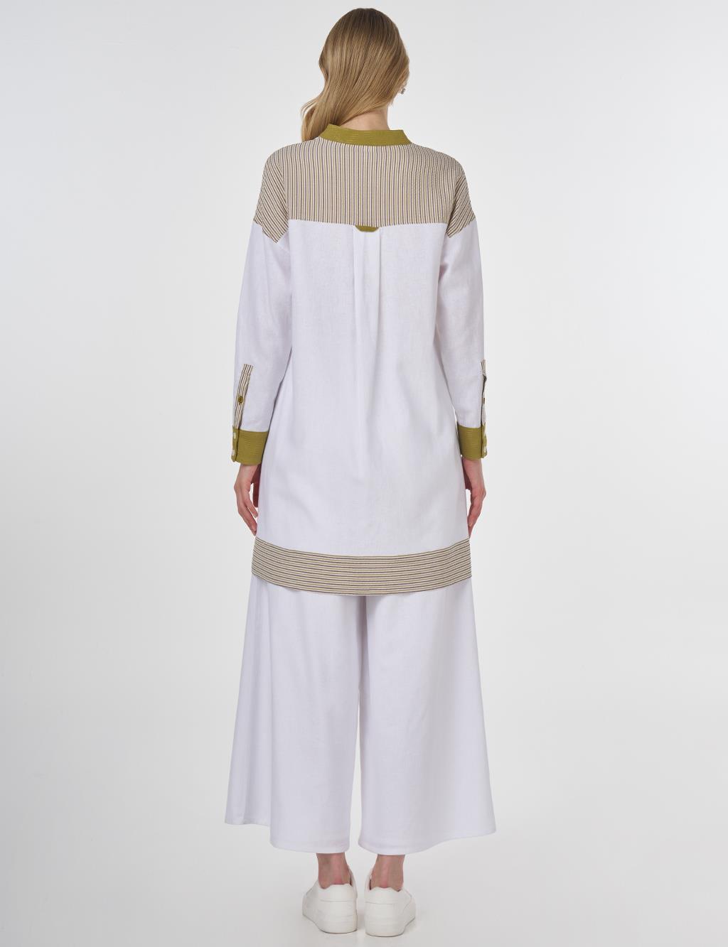 Mandarin Collar Viscose Tunic Khaki 