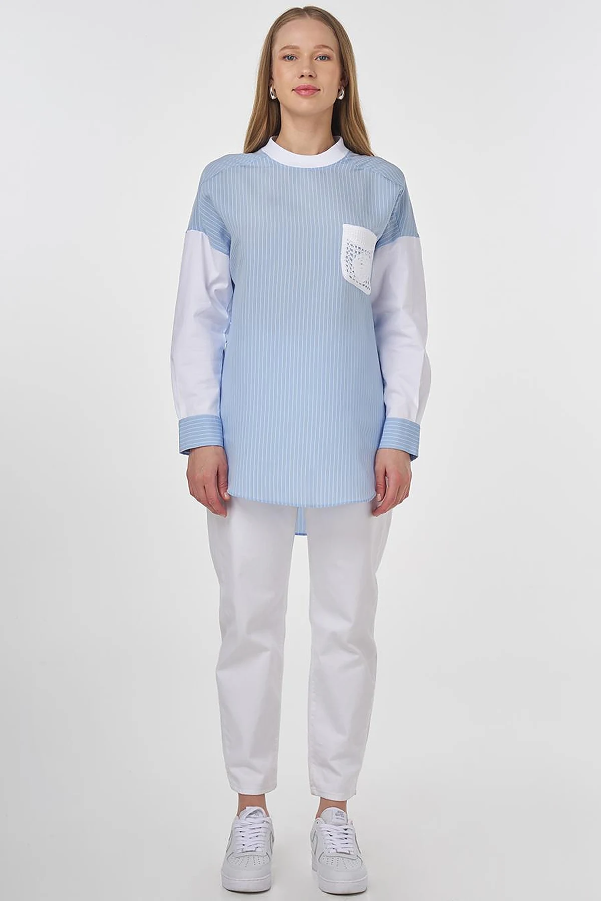 Lace Appliqué Modal Tunic Dusty Gray