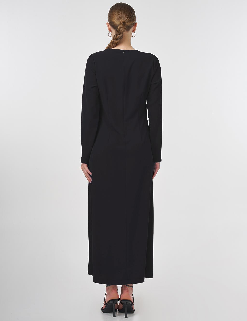 Stone-Embellished Abaya Set Black