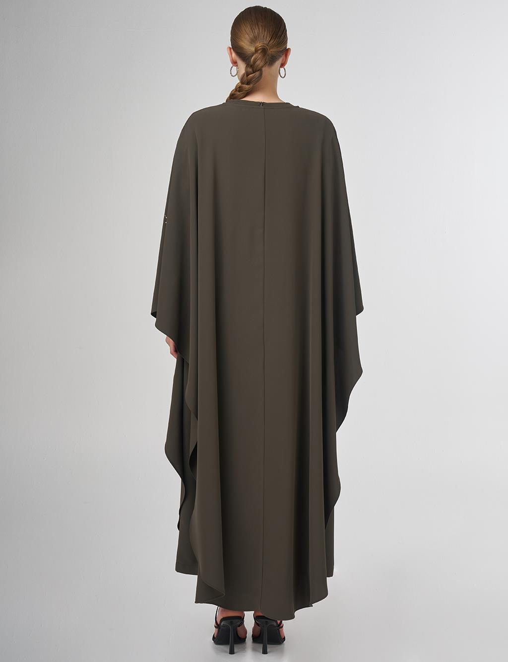 Taş İşlemeli Abaya Takım Haki 