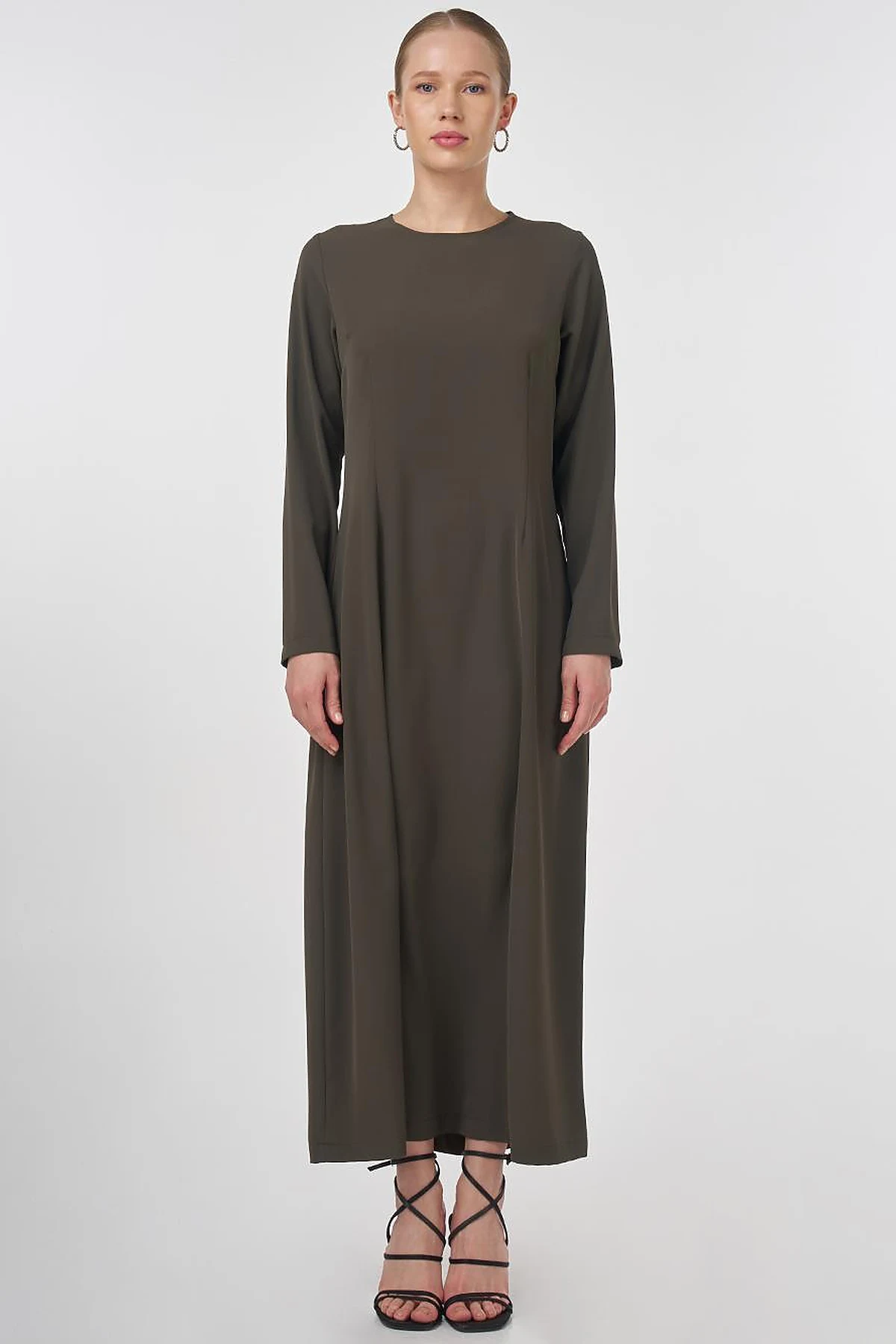 Stone-Embellished Abaya Set Khaki