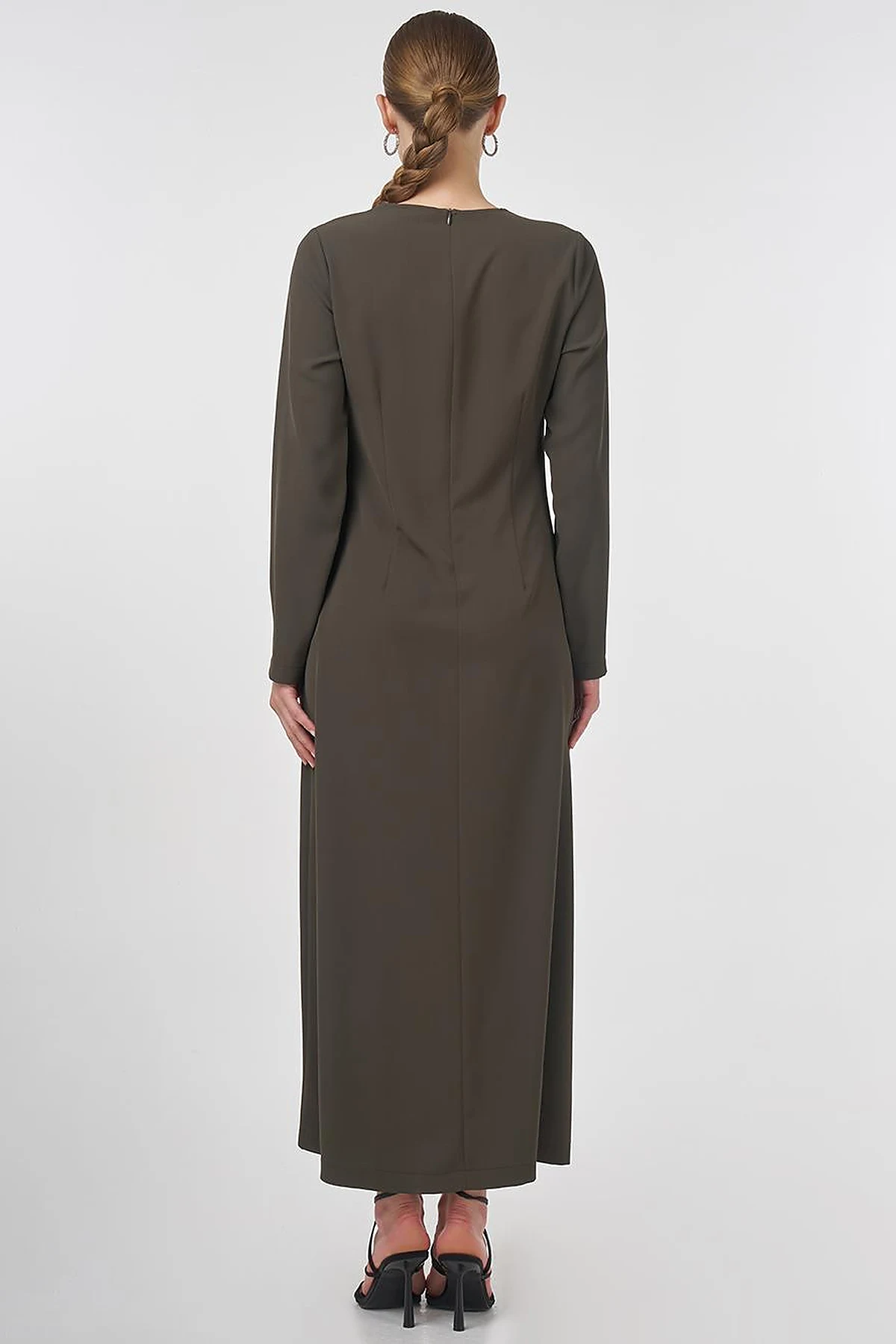 Stone-Embellished Abaya Set Khaki