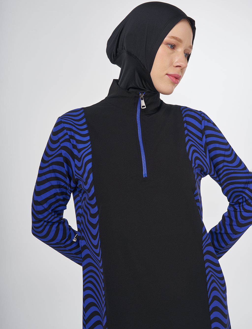 Zebra Desen Tesettür Mayo Siyah 