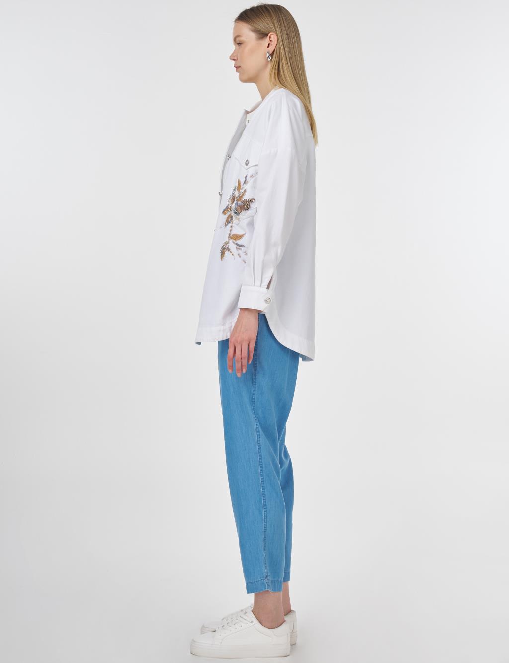 Embroidered Canvas Jacket Optic White 