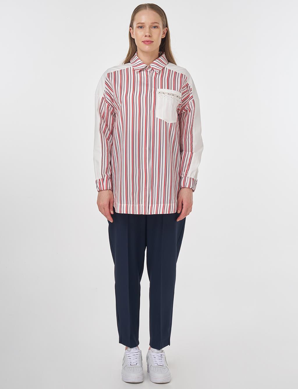 Stone-Embellished Modal Tunic Red