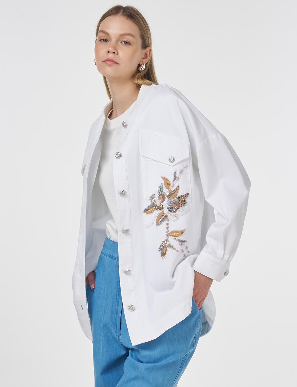 Embroidered Canvas Jacket Optic White 