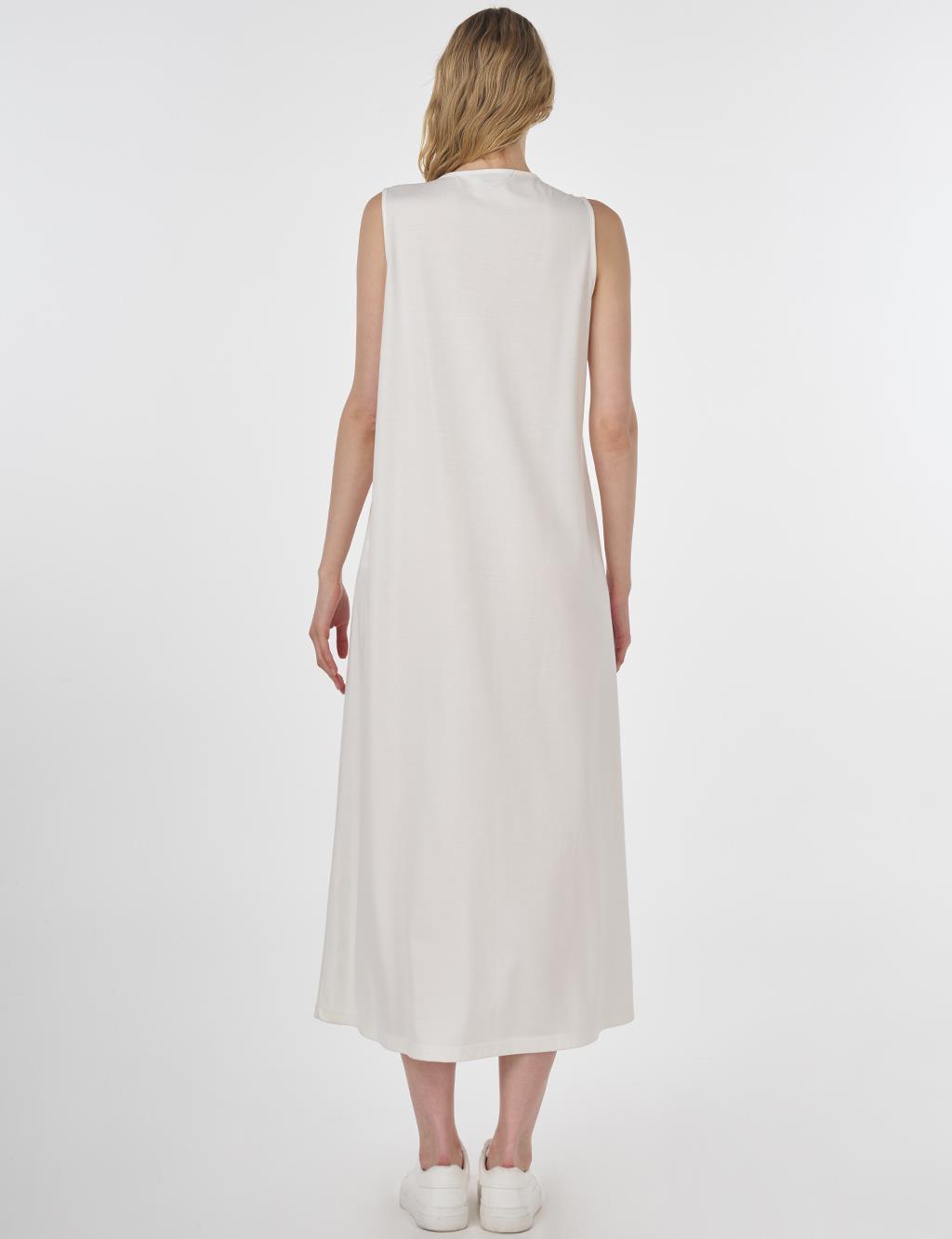 Crew Neck Jersey Dress Optic White