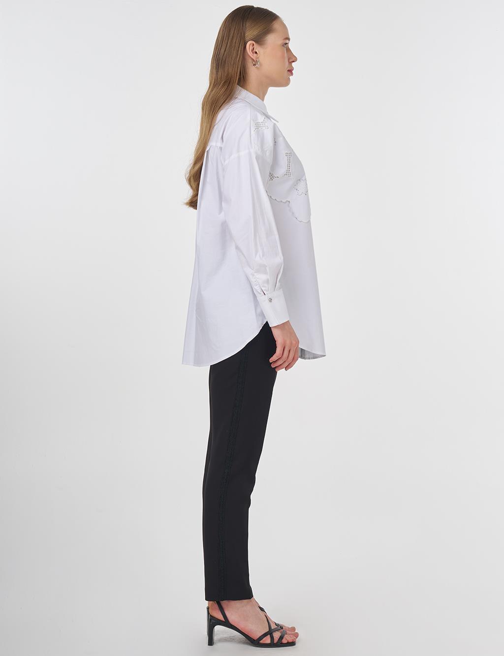Embroidered Appliqué Cotton Tunic Optic White 