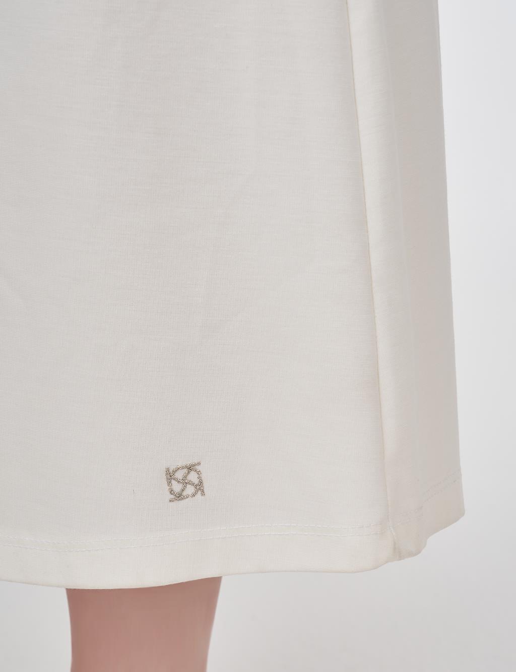 Crew Neck Jersey Dress Optic White