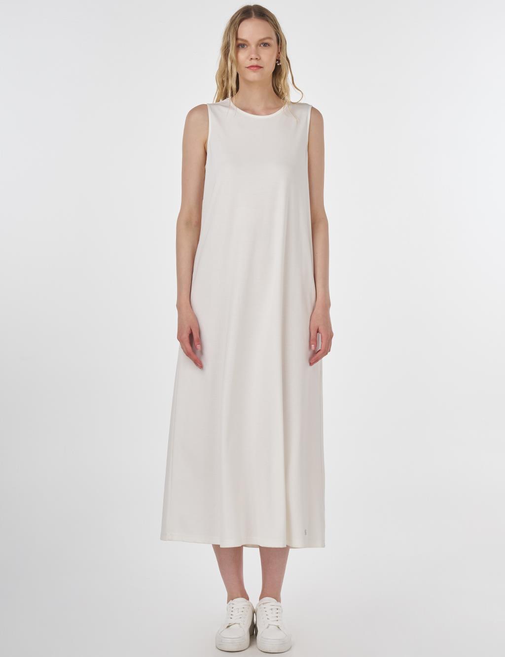 Crew Neck Jersey Dress Optic White