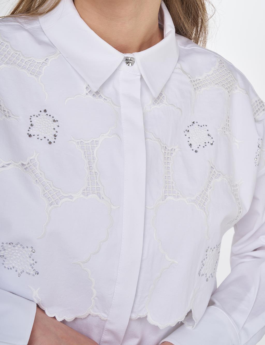 Embroidered Appliqué Cotton Tunic Optic White 