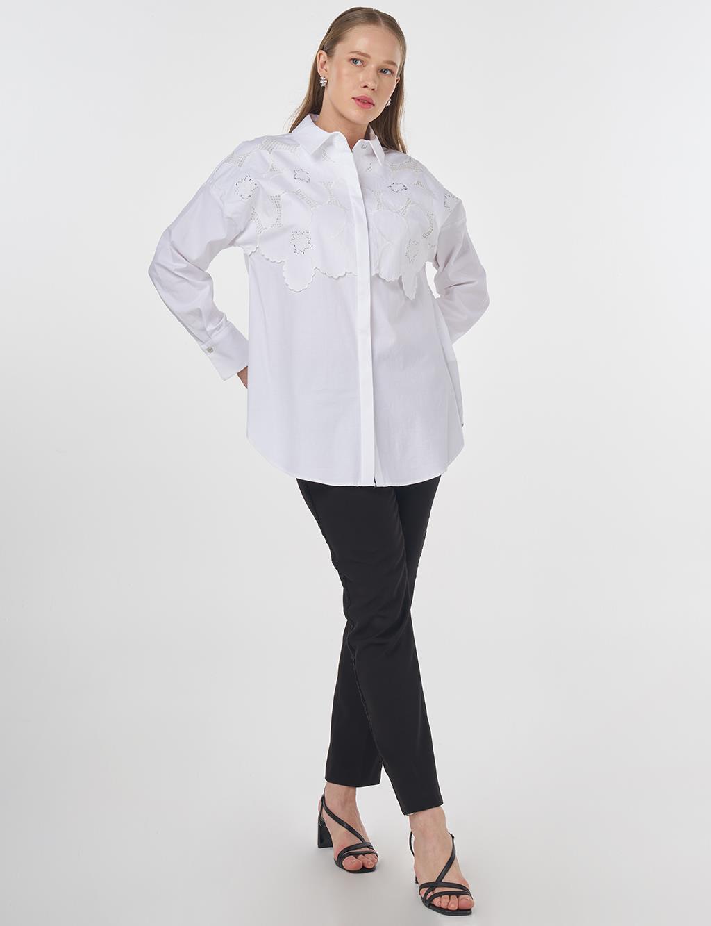 Embroidered Appliqué Cotton Tunic Optic White 